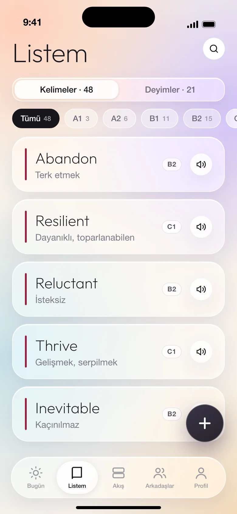 Personal vocabulary list